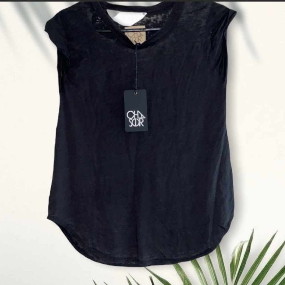 Chaser distressed burn out tee with rolled sleeves
